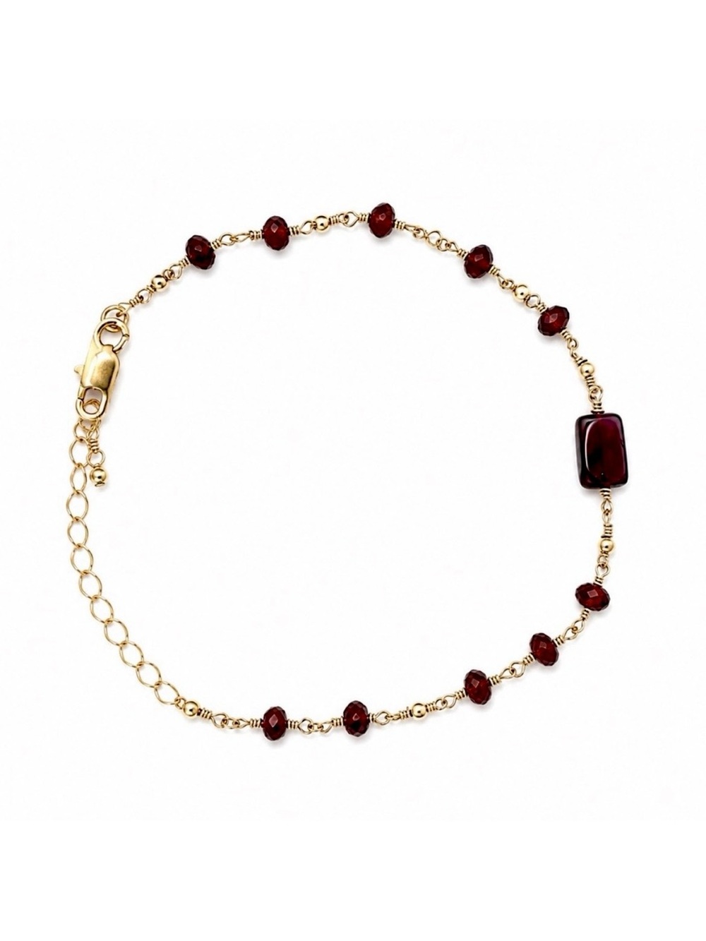 Handmade Garnet Gold Bracelet